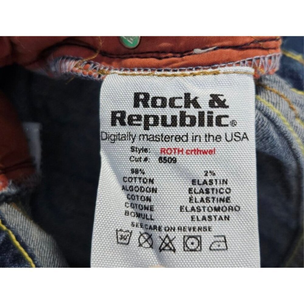 ROCK & REPUBLIC ROTH crthwrw Women Sz 31 Flare Dark Wash Jean Embellished - Picture 6 of 6